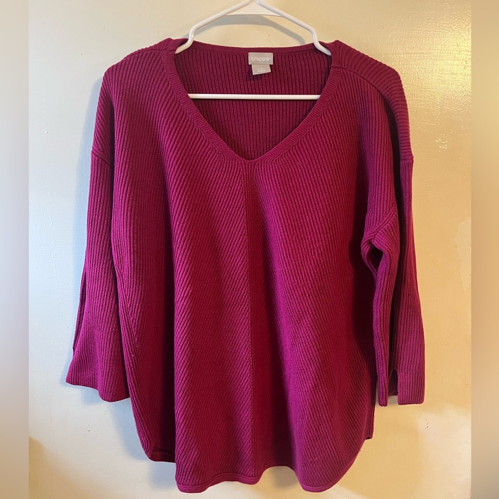 Chico's V-Neck Sweater - Deep Pink (2/L) 🩷✨